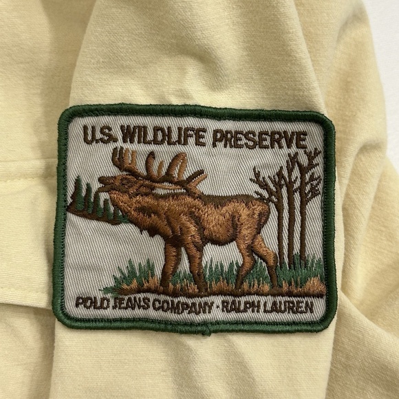 Vintage Ralph Lauren Polo Jeans Company U.S. WILDLIFE PRESERVE Tan Shirt US XL - Picture 10 of 16